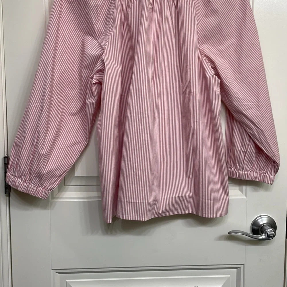 J. Crew Pink Striped Blouse - Picture 9 of 10
